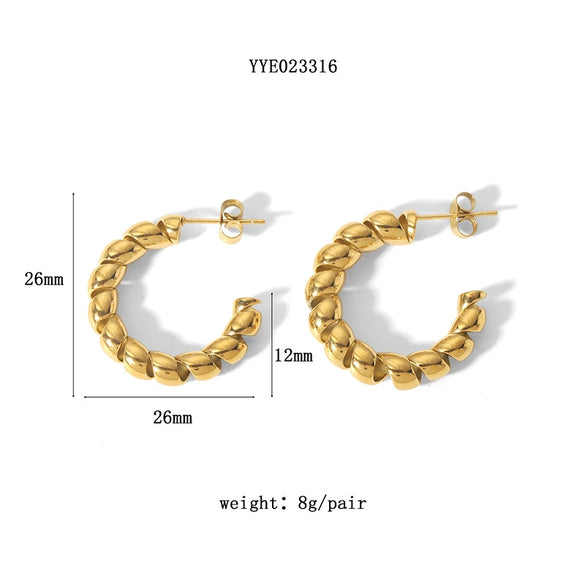Wholesale Exaggerated Stainless Steel Earrings With Geometric Design 18K Gold Plated By Vacuum Real Gold Electroplating In Pvd Furnace For Women