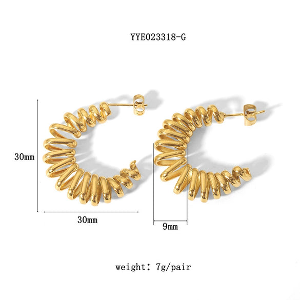 Wholesale Exaggerated Stainless Steel Earrings With Geometric Design 18K Gold Plated By Vacuum Real Gold Electroplating In Pvd Furnace For Women