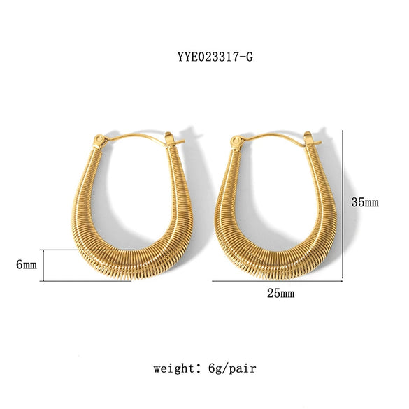 Wholesale Exaggerated Stainless Steel Earrings With Geometric Design 18K Gold Plated By Vacuum Real Gold Electroplating In Pvd Furnace For Women