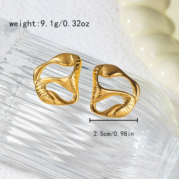 Wholesale Exaggerated Stainless Steel Geometric Joker Irregular Earrings With Electroplating