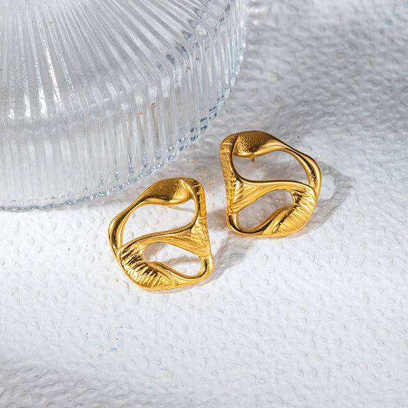 Wholesale Exaggerated Stainless Steel Geometric Joker Irregular Earrings With Electroplating