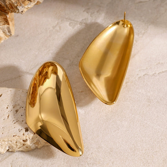 Wholesale Exaggerated Stainless Steel Women's Earrings With Geometric Style And Electroplating Design
