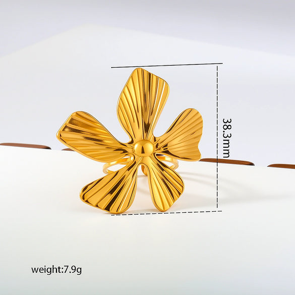 Wholesale Exaggerated Sweet Style Stainless Steel Electroplated Plants Flowers Jewelry Accessories For Women
