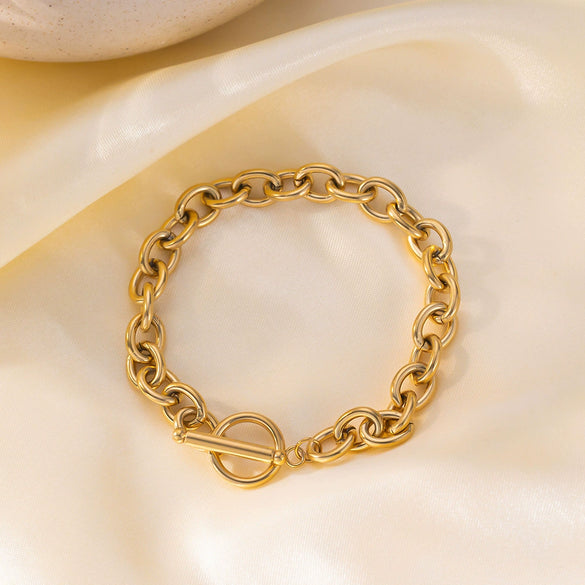 Wholesale Exaggerated Thick Chain Necklace With Geometric Design Titanium Steel For Women