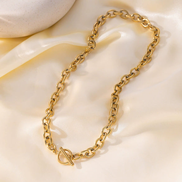 Wholesale Exaggerated Thick Chain Necklace With Geometric Design Titanium Steel For Women