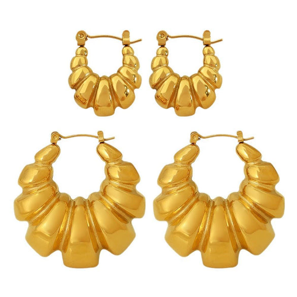 Wholesale Exaggerated 316L Stainless Steel Geometric Earrings For Women With Wave Pattern And Electroplating Design
