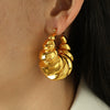 Wholesale Exaggerated 316L Stainless Steel Geometric Earrings For Women With Wave Pattern And Electroplating Design
