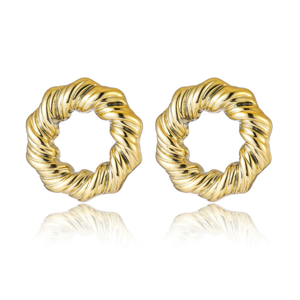 Wholesale Exaggerated Twist Circle Earrings For Women Plastic Resin Gold Plated Geometric Style Electroplated
