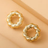 Wholesale Exaggerated Twist Circle Earrings For Women Plastic Resin Gold Plated Geometric Style Electroplated
