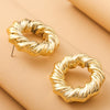Wholesale Exaggerated Twist Circle Earrings For Women Plastic Resin Gold Plated Geometric Style Electroplated