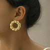 Wholesale Exaggerated Twist Circle Earrings For Women Plastic Resin Gold Plated Geometric Style Electroplated