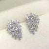 Wholesale Exquisite Copper Geometric Maple Leaf Shaped Stud Earrings With Flower Pattern For Women