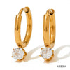 Wholesale Exquisite Creative Zircon Earrings In Retro Style Made Of Stainless Steel With Geometric Design And Electroplating Treatment