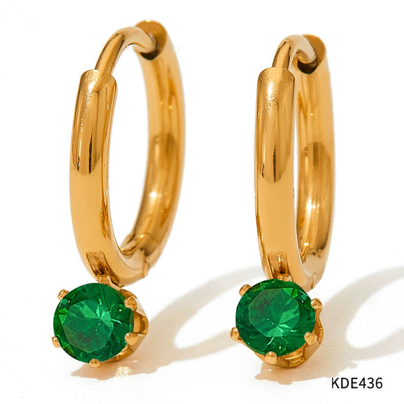 Wholesale Exquisite Creative Zircon Earrings In Retro Style Made Of Stainless Steel With Geometric Design And Electroplating Treatment