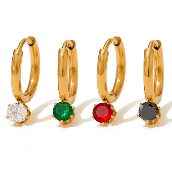 Wholesale Exquisite Creative Zircon Earrings In Retro Style Made Of Stainless Steel With Geometric Design And Electroplating Treatment