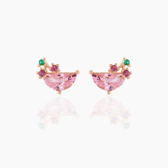 Wholesale Exquisite Earrings Fruit Burger Series Brass Inlaid Zircon Real Gold Plated Geometric Style For Women
