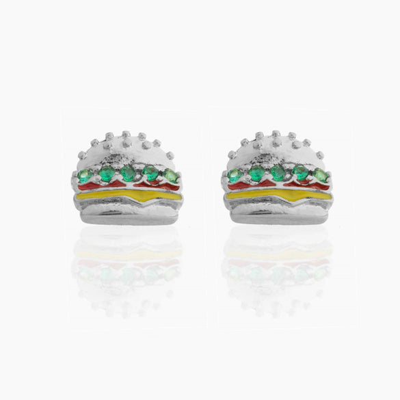 Wholesale Exquisite Earrings Fruit Burger Series Brass Inlaid Zircon Real Gold Plated Geometric Style For Women