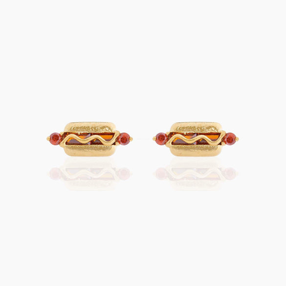 Wholesale Exquisite Earrings Fruit Burger Series Brass Inlaid Zircon Real Gold Plated Geometric Style For Women