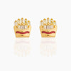 Wholesale Exquisite Earrings Fruit Burger Series Brass Inlaid Zircon Real Gold Plated Geometric Style For Women