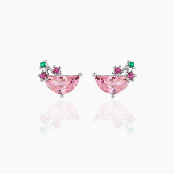 Wholesale Exquisite Earrings Fruit Burger Series Brass Inlaid Zircon Real Gold Plated Geometric Style For Women