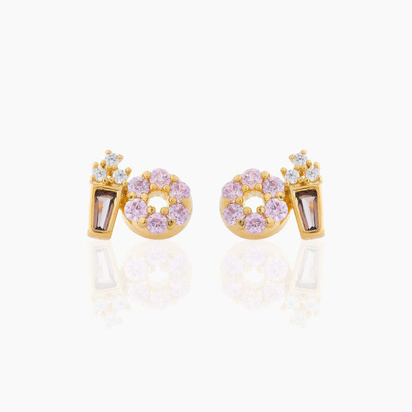 Wholesale Exquisite Earrings Fruit Burger Series Brass Inlaid Zircon Real Gold Plated Geometric Style For Women