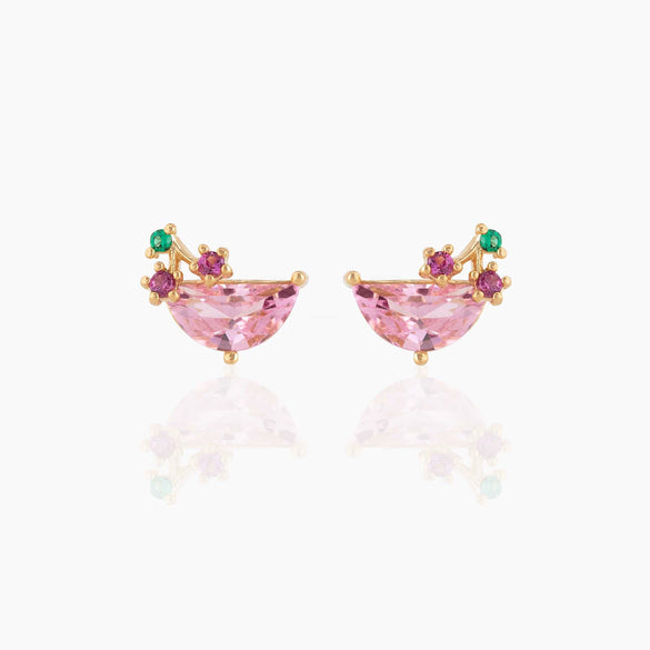Wholesale Exquisite Earrings Fruit Burger Series Brass Inlaid Zircon Real Gold Plated Geometric Style For Women