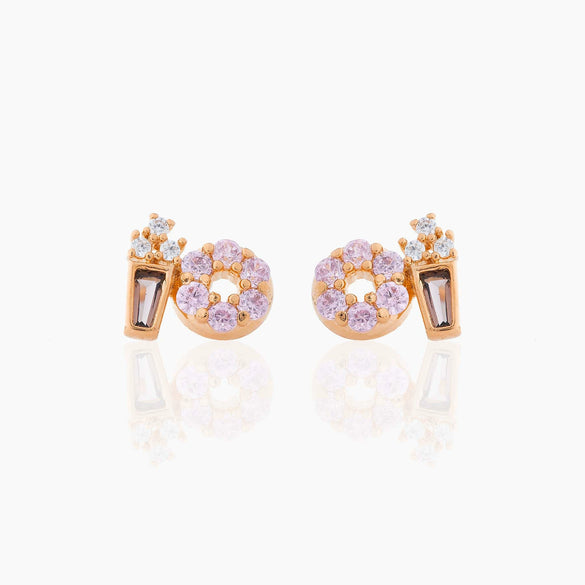 Wholesale Exquisite Earrings Fruit Burger Series Brass Inlaid Zircon Real Gold Plated Geometric Style For Women
