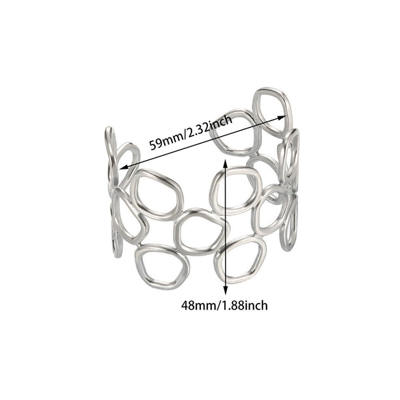 Wholesale Exquisite Exaggerate Style Irregular Leaf Ocean Wide Open Bracelet Stainless Steel Jewelry With Electroplating