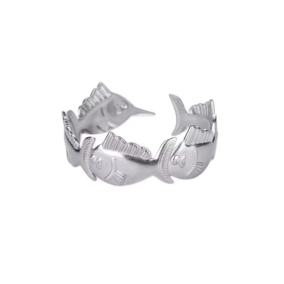 Wholesale Exquisite Exaggerate Style Irregular Leaf Ocean Wide Open Bracelet Stainless Steel Jewelry With Electroplating