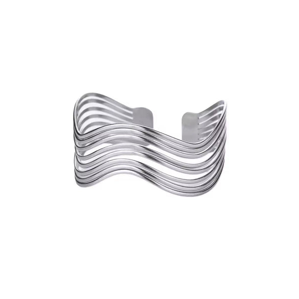 Wholesale Exquisite Exaggerate Style Irregular Leaf Ocean Wide Open Bracelet Stainless Steel Jewelry With Electroplating