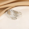 Wholesale Exquisite Exaggerate Style Irregular Leaf Ocean Wide Open Bracelet Stainless Steel Jewelry With Electroplating