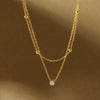 Wholesale Exquisite Half Double Layer Single Diamond Titanium Steel Women's Light Luxury Niche High End Stacked Clavicle Chain With Geometric Pattern And Electroplating