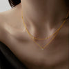 Wholesale Exquisite Half Double Layer Single Diamond Titanium Steel Women's Light Luxury Niche High End Stacked Clavicle Chain With Geometric Pattern And Electroplating