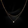 Wholesale Exquisite Half Double Layer Single Diamond Titanium Steel Women's Light Luxury Niche High End Stacked Clavicle Chain With Geometric Pattern And Electroplating