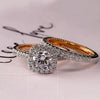 Wholesale Exquisite Luxury Women's Copper Ring with Twocolor Plating and Micro Inlay Geometric Design