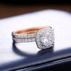 Wholesale Exquisite Luxury Women's Copper Ring with Twocolor Plating and Micro Inlay Geometric Design