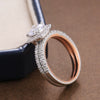 Wholesale Exquisite Luxury Women's Copper Ring with Twocolor Plating and Micro Inlay Geometric Design