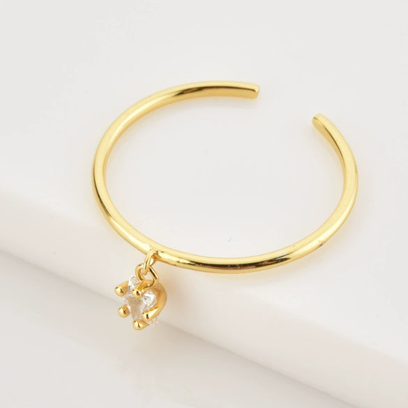 Wholesale Exquisite 925 Silver Five Pointed Star Zircon Adjustable Ring With 18K Real Gold And Platinum Electroplating For Women