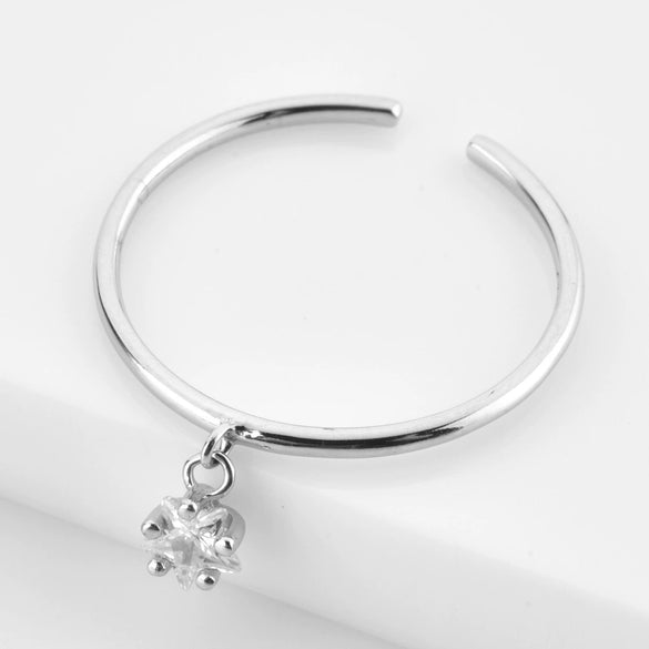 Wholesale Exquisite 925 Silver Five Pointed Star Zircon Adjustable Ring With 18K Real Gold And Platinum Electroplating For Women