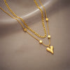 Wholesale Exquisite Simple Titanium Steel Heart Square Pendant Double Layer Stacked Unisex Necklace With Geometric Design And Electroplating