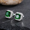 Wholesale Exquisite Square Ladies Earrings Copper Full Diamond Inlaid With Green Zircon Geometric Design