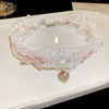 Wholesale Fabric Flower Pearl Diamond Women's Necklace With Sweet Design And Electroplating