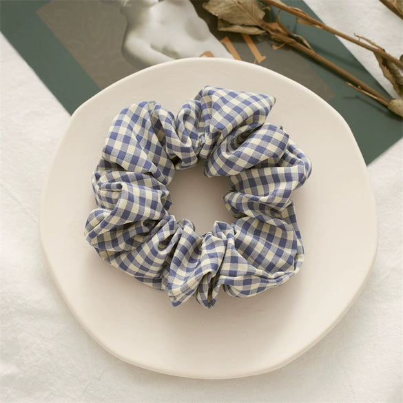 Wholesale Fabric Hair Rings With Plaid Pattern For Female High Elasticity Seiko Treatment