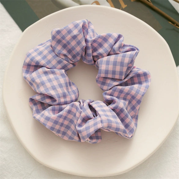 Wholesale Fabric Hair Rings With Plaid Pattern For Female High Elasticity Seiko Treatment