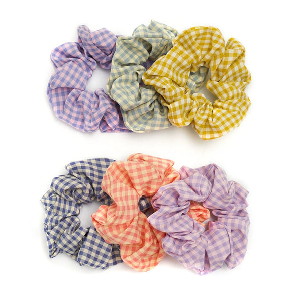 Wholesale Fabric Hair Rings With Plaid Pattern For Female High Elasticity Seiko Treatment