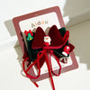 Wholesale Fabric Handmade Christmas Hair Accessories With Bell Bow Ribbon Elk Christmas Tree Elements Duckbill Clip For Women