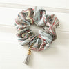 Wholesale Fabric Handmade Elastic Hair Ring With Tassel Hanging Ribbon In Retro Style