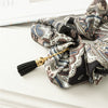 Wholesale Fabric Handmade Elastic Hair Ring With Tassel Hanging Ribbon In Retro Style