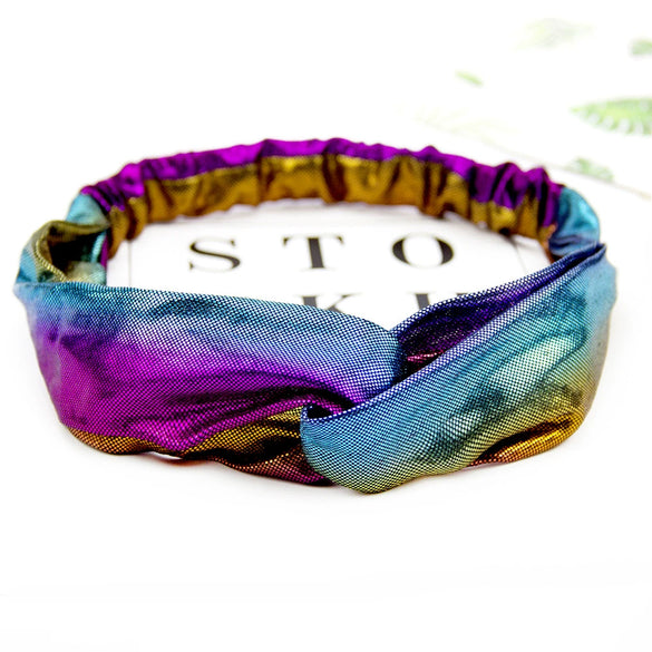 Wholesale Fabric Long Hair Band Laser Gradient Color Round Handmade Hair Accessories