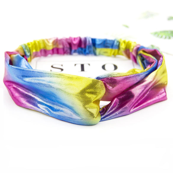 Wholesale Fabric Long Hair Band Laser Gradient Color Round Handmade Hair Accessories